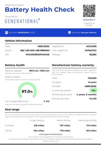 USED 2022 22 MERCEDES-BENZ EQC EQC 400 80kWh AMG Line (Premium) SUV 5dr Electric Auto 4MATIC (408 ps) Full Mercedes Benz service history, Sunroof.