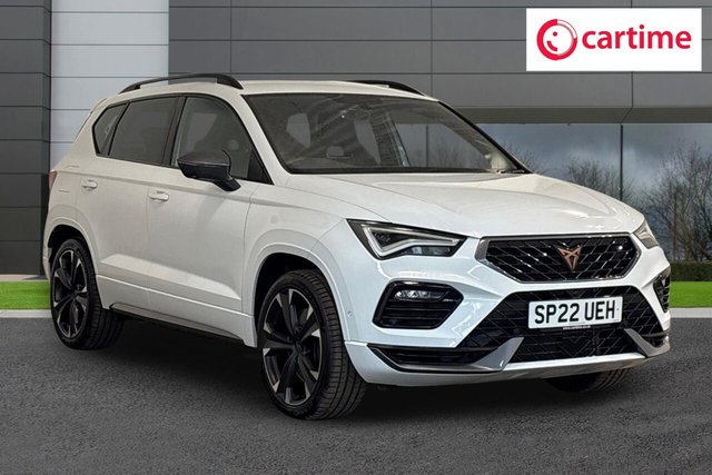 View our Cupra Ateca 2.0 TSI VZ1 SUV 5dr Petrol DSG 4Drive Euro 6 (s/s) (300 ps) Top View Camera, Front / Rear Parking Sensors, Full Link Smartphone Integration, Convenience Pack, Navigation System Plus