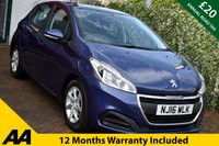 USED 2016 16 PEUGEOT 208 1.2 PURETECH ACTIVE 5 DOOR 81 BHP (EURO 6) &pound;20 Road Tax / FSH Including Belt