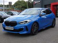 USED 2020 70 BMW 1 SERIES 2.0 128ti 5d Auto 265 S/S FINISHED IN MISANO BLUE WITH ANTHRACITE INTERIOR AND RED ACCENTS, FACTORY OPTIONAL EXTRAS ARE 19 INCH ALLOY WHEELS SUN PROTECTION GLAZING BMW LIVE COCKPIT PROFESSIONAL 128ti PRO PACK TECHNOLOGY PACK HARMON KARDON LOUD SPEAKER SYSTEM BMW ADAPTIVE LED HEADLIGHTS ENHANCED BLUETOOTH WITH WIRELESS CHARGING PARK ASSISTANT AND HEAD-UP DISPLAY