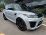 USED 2019 69 LAND ROVER RANGE ROVER SPORT 5.0 P575 V8 GPF SVR SUV 5dr Petrol Auto 4WD Euro 6 (s/s) (575 ps) * HUGE SPEC LIST * SVO PREMIUM PALETTE VERBIER SILVER * SLIDING PANORAMIC SUNROOF * SVR CARBON EXTERIOR PACK * EXPOSED CARBON BONNET * HEATED STEERING WHEEL * DEPLOYABLE SIDE STEPS * HEATED FRONT + REAR WINDSOR LEATHER SEATS * CARBON INTERIOR TRIM * 22
