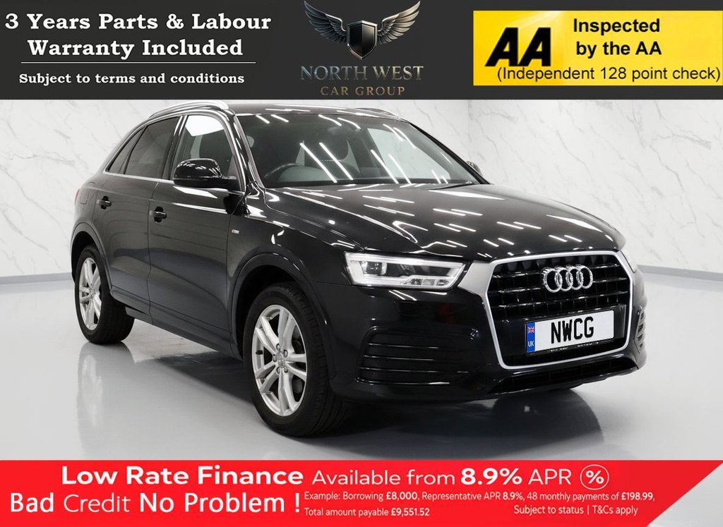 AUDI Q3  1.4 TFSI CoD S line SUV 5dr Petrol Manual Euro 6 (s/s) (150 ps) NATIONWIDE PARTS & LABOUR WARRANTY INCLUDED + 12 MONTHS AA BREAKDOWN FREE LOW RATE FINANCE AVAILABLE INSTANT DECISION
