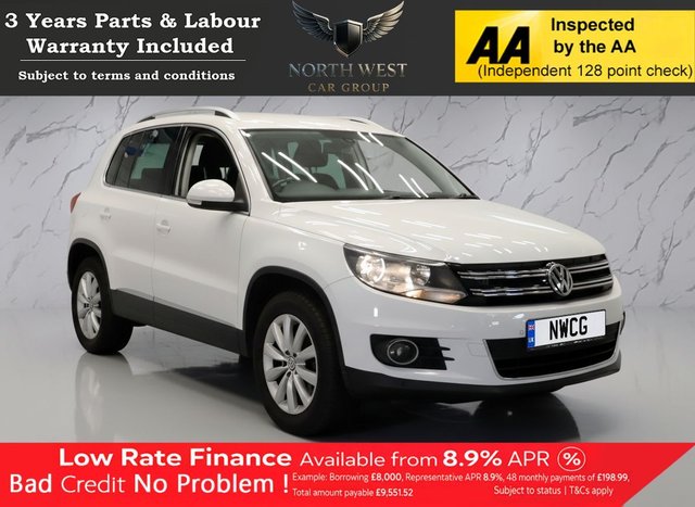 View our Volkswagen Tiguan 2.0 TDI BlueMotion Tech Match SUV 5dr Diesel Manual 4WD Euro 5 (s/s) (140 ps) ***DRIVE AWAY TODAY*** NATIONWIDE PARTS & LABOUR WARRANTY INCLUDED + 12 MONTHS AA BREAKDOWN FREE
