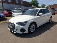 USED 2022 22 AUDI A3 1.0 TFSI 30 Technik Sportback 5dr Petrol Manual Euro 6 (s/s) (110 ps) 1.0 Lt PETROL/MANUAL- ONE OWNER 89,000 miles. WHITE.
