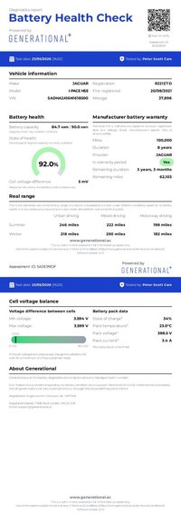 USED 2021 21 JAGUAR I-PACE 400 90kWh HSE SUV 5dr Electric Auto 4WD (400 ps) 128 Point AA Inspection Report