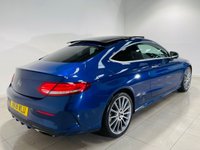 USED 2018 18 MERCEDES-BENZ C-CLASS 2.0 C200 AMG Line (Premium) Coupe 2dr Petrol G-Tronic+ Euro 6 (s/s) (184 ps) Brilliant Blue with Crystal Grey Interior | 19 Multispoke AMG Wheels | Glass Panoramic Roof | Ambient Lighting | ULEZ OK