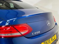 USED 2018 18 MERCEDES-BENZ C-CLASS 2.0 C200 AMG Line (Premium) Coupe 2dr Petrol G-Tronic+ Euro 6 (s/s) (184 ps) Brilliant Blue with Crystal Grey Interior | 19 Multispoke AMG Wheels | Glass Panoramic Roof | Ambient Lighting | ULEZ OK