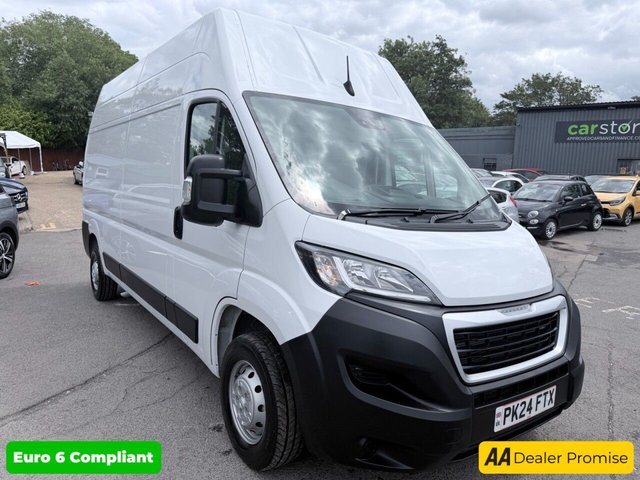 View our Peugeot Boxer White 2.2 BlueHDi 335 Professional Premium+ L3 H3 van, 2,500 miles, Euro 6, Sat nav, Touchscreen, A/C, Bluetooth, Rear sensors. Plus VAT @ 20%!