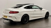 USED 2018 18 MERCEDES-BENZ C-CLASS 2.1 C250d AMG Line (Premium Plus) Coupe 2dr Diesel G-Tronic+ Euro 6 (s/s) (204 ps) Striking Designo White , Cranberry Red Leather Interior , 19" Alloy Wheels , Night Pack, Panoramic Glass Slide Roof