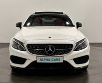 USED 2018 18 MERCEDES-BENZ C-CLASS 2.1 C250d AMG Line (Premium Plus) Coupe 2dr Diesel G-Tronic+ Euro 6 (s/s) (204 ps) Striking Designo White , Cranberry Red Leather Interior , 19" Alloy Wheels , Night Pack, Panoramic Glass Slide Roof