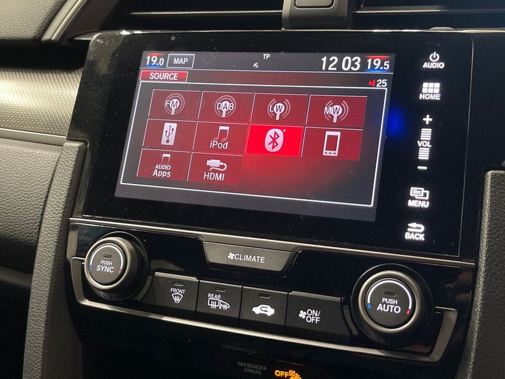 USED 2019 69 HONDA CIVIC 1.0 VTEC Turbo SR Hatchback 5dr Petrol CVT Euro 6 (s/s) (126 ps) APPLE CAR PLAY AND ANDROID AUTO