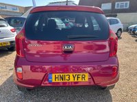 USED 2013 13 KIA PICANTO 1.0 2 Hatchback 5dr Petrol Manual Euro 5 (68 bhp) Gorgeous Fuchsia Paintwork + Bluetooth + &pound;20 Tax