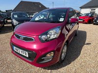 USED 2013 13 KIA PICANTO 1.0 2 Hatchback 5dr Petrol Manual Euro 5 (68 bhp) Gorgeous Fuchsia Paintwork + Bluetooth + &pound;20 Tax