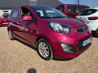USED 2013 13 KIA PICANTO 1.0 2 Hatchback 5dr Petrol Manual Euro 5 (68 bhp) Gorgeous Fuchsia Paintwork + Bluetooth + &pound;20 Tax