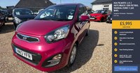 USED 2013 13 KIA PICANTO 1.0 2 Hatchback 5dr Petrol Manual Euro 5 (68 bhp) Gorgeous Fuchsia Paintwork + Bluetooth + &pound;20 Tax