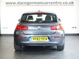 USED 2017 67 BMW 1 SERIES 1.5 116d Sport Hatchback 5dr Diesel Manual Euro 6 (s/s) (116 ps) EXCEPTIONALLY WELL CARED FOR BMW - COMES WITH A WELL DOCUMENTED BMW MAIN DEALER SERVICE HISTORY + SATELLITE NAVIGATION + APPS CONTROL + ENHANCED BLUETOOTH PHONE PREPARATION WITH USB AUDIO INTERFACE AND VOICE CONTROL + DAB DIGITAL RADIO + CRUISE CONTROL + DUAL ZONE CLIMATE CONTROL + AIR CONDITIONING + FRONT AND REAR PARKING SENSORS + KEYLESS START + HILL HOLD START ASSIST + SELECTABLE DRIVING MODES + IN CAR ENTERTAINMENT WITH MEDIA DISPLAY + LEATHER MULTI FUNCTIONAL STEERING WHEEL + LED DAY TIME