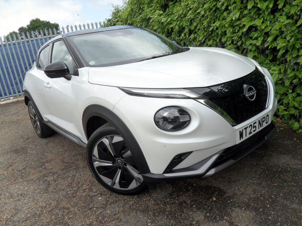 USED 2025 25 NISSAN JUKE 1.6 Tekna+ SUV 5dr Petrol Hybrid Auto Euro 6 (143 ps) Pearl White - Nissan Warranty 2028