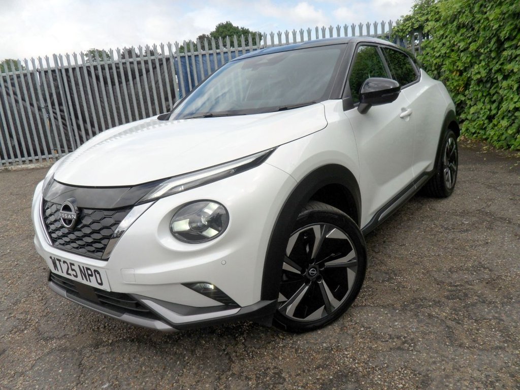USED 2025 25 NISSAN JUKE 1.6 Tekna+ SUV 5dr Petrol Hybrid Auto Euro 6 (143 ps) Pearl White - Nissan Warranty 2028
