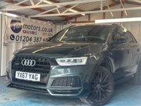 USED 2017 67 AUDI Q3 2.0 TDI Black Edition SUV 5dr Diesel S Tronic quattro Euro 6 (s/s) (150 ps)+2 KEYS+1 FORMER KEEPER+PRIVACY+HISTORY WITH GEARBOX SERVICE+ALLOYS+PARK CONTROL+HALF LEATHER HEATED SEATS+CLIMATE+CRUISE+BLUETOOTH+MEDIA+NAV 2 KEYS+1 FORMER KEEPER+PRIVACY+HISTORY WITH GEARBOX SERVICE+ALLOYS+PARK CONTROL+HALF LEATHER HEATED SEATS+CLIMATE+CRUISE+BLUETOOTH+MEDIA+NAV+HPI CLEAR