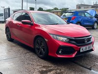 USED 2018 68 HONDA CIVIC 1.6 i-DTEC SR Hatchback 5 Door Diesel Manual Red Euro 6 1 Owner from New +DAB RADIO+REVERSE CAM+SENSORS