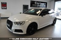 USED 2017 17 AUDI A3 2.0 TDI Black Edition Hatchback 3dr Diesel S Tronic Euro 6 (s/s) (150 ps) ***AUTOMATIC***SAT NAV***S-LINE EMBOSSED SPORTS SEATS***CRUISE CONTROL***REAR PARKING AID***HALF LEATHER***AUDI SMART PHONE***BLUETOOTH***PRIVACY GLASS***7" RETRACTABLE CLOUR SCREEN**AUTO LIGHTS**PADDLE SHIFT**S-LINE STYLING***