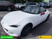 USED 2016 66 MAZDA MX-5 White 1.5 SKYACTIV-G convertible, 54,000 miles, Euro 6, Sat nav, Leather, Electric roof, 6-Speed manual, 16in Alloys, 7in Touchscreen ULEZ compliant. This stunning 2016 Mazda MX-5 1.5 SKYACTIV-G Icon Convertible is a fantastic example of one of the most iconic and enjoyable sports cars on the road today. Having had just two owners from new, this MX-5 has been well cared for throughout its life and offers the perfect combination of style, reliability, performance, and economy. Powered by Mazda's renowned 1.5 litre SKYACTIV-G petrol engine and paired with a smooth manual gearbox, it delivers an engaging driving experience with precise handling,