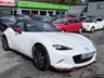 USED 2016 66 MAZDA MX-5 White 1.5 SKYACTIV-G convertible, 54,000 miles, Euro 6, Sat nav, Leather, Electric roof, 6-Speed manual, 16in Alloys, 7in Touchscreen ULEZ compliant. This stunning 2016 Mazda MX-5 1.5 SKYACTIV-G Icon Convertible is a fantastic example of one of the most iconic and enjoyable sports cars on the road today. Having had just two owners from new, this MX-5 has been well cared for throughout its life and offers the perfect combination of style, reliability, performance, and economy. Powered by Mazda's renowned 1.5 litre SKYACTIV-G petrol engine and paired with a smooth manual gearbox, it delivers an engaging driving experience with precise handling,
