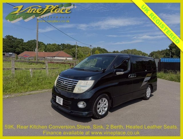View our Nissan Elgrand 3.5 Highway Star Black Leather Edition 2 Berth Campervan, Auto.