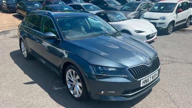 View our Skoda Superb Grey 2.0 TSI SE L Executive Estate, 100,000 miles, Euro 6, DSG Automatic, Leather, Sat nav, 18in alloys, F&R sensors, ULEZ compliant.