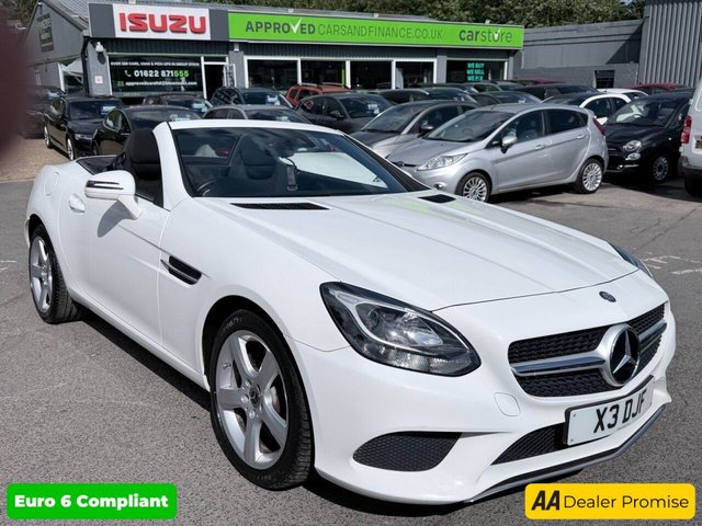 View our Mercedes-Benz Slc White 2.1 SLC250d Sport Convertible, 14,989 miles, Euro 6, Automatic, 17in Alloys, Sat nav, Bluetooth, Cruise, Air Conditioning, ULEZ compliant.
