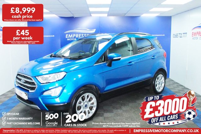 View our Ford Ecosport 1.0T EcoBoost GPF Titanium SUV 5dr Petrol Manual Euro 6 (s/s) (125 ps)