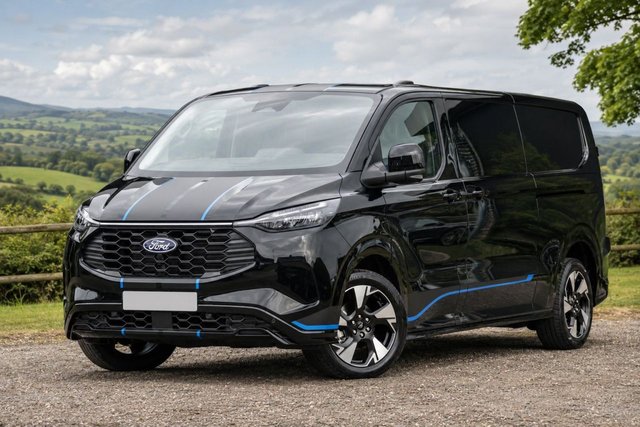View our Ford Transit Custom T320 SPORT L2H1 170ps Auto, Metallic Black 19 inch Alloys, Heated sterring wheel