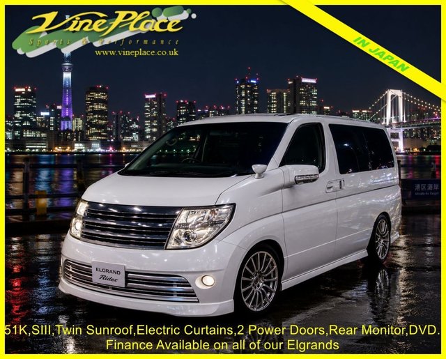 View our Nissan Elgrand 3.5 Rider SIII,Twin Sunroof,8 Seats,Auto,51K Miles