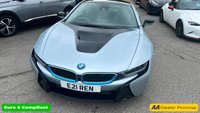 USED 2015 E BMW I8 Silver 1.5 7.1kWh Plug-in hybrid coupe, 49,050 miles, ULEZ compliant, Automatic 4WD, 20in alloys, HK audio, Sat nav, Camera, Cruise, 8.8in Display. This 2015 BMW i8 presents a remarkable opportunity with exceptionally low mileage for its age, having covered just 49,050 miles. This impressive plug in hybrid sports car features a 1.5 litre petrol engine and four wheel drive, meeting Euro 6 emission standards. It comes with a 3 month warranty for your peace of mind, and its MOT is valid until March 2027. Notable features include striking 20 inch BMW i Turbine Spoke Style 625 alloy wheels, a comprehensive Driving Assistant system, and eye catch