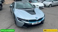 USED 2015 E BMW I8 Silver 1.5 7.1kWh Plug-in hybrid coupe, 49,050 miles, ULEZ compliant, Automatic 4WD, 20in alloys, HK audio, Sat nav, Camera, Cruise, 8.8in Display. This 2015 BMW i8 presents a remarkable opportunity with exceptionally low mileage for its age, having covered just 49,050 miles. This impressive plug in hybrid sports car features a 1.5 litre petrol engine and four wheel drive, meeting Euro 6 emission standards. It comes with a 3 month warranty for your peace of mind, and its MOT is valid until March 2027. Notable features include striking 20 inch BMW i Turbine Spoke Style 625 alloy wheels, a comprehensive Driving Assistant system, and eye catch