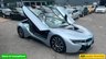 USED 2015 E BMW I8 Silver 1.5 7.1kWh Plug-in hybrid coupe, 49,050 miles, ULEZ compliant, Automatic 4WD, 20in alloys, HK audio, Sat nav, Camera, Cruise, 8.8in Display. This 2015 BMW i8 presents a remarkable opportunity with exceptionally low mileage for its age, having covered just 49,050 miles. This impressive plug in hybrid sports car features a 1.5 litre petrol engine and four wheel drive, meeting Euro 6 emission standards. It comes with a 3 month warranty for your peace of mind, and its MOT is valid until March 2027. Notable features include striking 20 inch BMW i Turbine Spoke Style 625 alloy wheels, a comprehensive Driving Assistant system, and eye catch