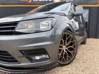 USED 2019 68 VOLKSWAGEN CADDY 2.0 TDI C20 BlueMotion Tech Highline Panel Van 5dr Diesel Manual SWB Euro 6 (s/s) (102 ps) BEECHWOOD AUTOS CUSTOM + 19" RIVIERA RF108 WHEELS, INDUM GREY WITH BLACK AND ORANGE DIAMOND QUILTED LEATHER SEATS + Upgraded Colour Coded Bumpers, Lowered 75mm on PROSPORT Coilovers Front & Rear, Colour Coded Rear Spoiler, ABS Gloss Black Splitter Spoiler, ABS Front Splitter, Gloss Black Grills + APPLE CARPLAY + AIRCON + BLACK ROOF RAILS