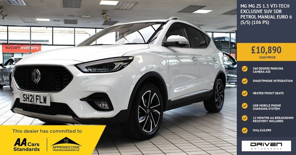 White 2021 MG ZS SUV 1.5 VTI-Tech Exclusive Hatchback Front-wheel drive Manual
