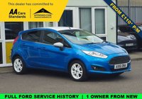 USED 2016 16 FORD FIESTA 1.0T EcoBoost Zetec Blue Edition Hatchback 5dr Petrol Manual Euro 6 (s/s) (100 ps) Full FORD Service History  |  1 Owner From Brand New  |  2 Keys