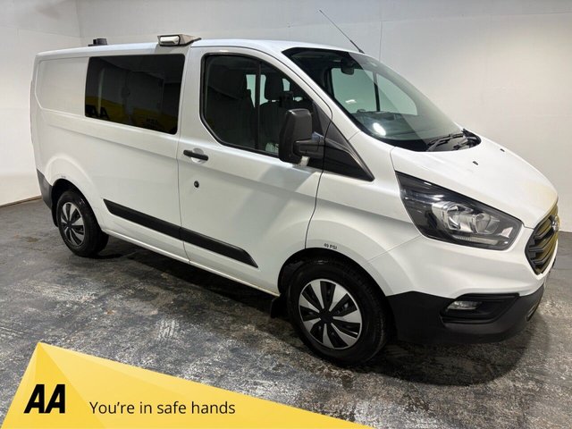 View our Ford Transit Custom 2.0 320 EcoBlue Crew Van Double Cab 5dr Diesel Manual L1 H1 Euro 6 (6 Seat) (105 ps) Bluetooth-Power fold mirrors-Cruise control & Limiter-Electric windows-Front & Rear park sensors