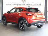 USED 2020 70 NISSAN JUKE 1.0 DIG-T Tekna SUV 5dr Petrol Manual Euro 6 (s/s) (114 ps) SATELLITE NAVIGATION + BOSE SOUND SYSTEM + APPLE CARPLAY + TOUCH SCREEN MEDIA DISPLAY + 360 VIEW CAMERA + BLUETOOTH PHONE AND MEDIA CONNECTIVITY + DAB DIGITAL RADIO + AUTOMATIC HEADLIGHTS + LEATHER MULTI FUNCTIONAL STEERING WHEEL + CRUISE CONTROL + FRONT AND REAR PARKING SENSORS + HEATED WINDSCREEN + KEYLESS START + VOICE COMMAND + AUTOMATIC WIPERS WITH RAIN SENSOR + LED DAY TIME RUNNING LIGHTS + ECO STOP START SYSTEM + CLIMATE CONTROL + AIR CONDITIONING