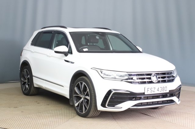 View our Volkswagen Tiguan 2.0 TDI R-Line SUV 5dr Diesel DSG 4Motion Euro 6 (s/s) (150 ps) Front / Rear Parking Sensors, App-Connect, Winter Pack, R-Line Styling Pack, Ambient Lighting Pack