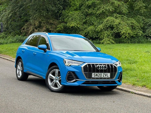 View our Audi Q3 1.5 TFSI CoD 35 S line SUV 5dr Auto Petrol S Tronic Euro 6 (s/s) (150 ps) TURBO BLUE, SAT NAV, HALF LEATHER