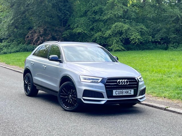 View our Audi Q3 2.0 TDI Black Edition SUV 5dr Auto Diesel S Tronic quattro Euro 6 (s/s) (150 ps) FLORET SILVER, 19 INCH ALLOYS