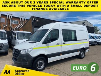 2019 MERCEDES-BENZ SPRINTER 2.1 314 CDI L2 H2 MWB H/ROOF 140BHP. RWD. CREW CAB. 5X SEATER. FINANCE. PX. &pound;12750.00