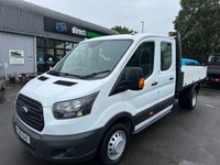 USED 2018 68 FORD TRANSIT 2.0 350 EcoBlue TIPPER Double Cab 4dr Diesel Manual RWD L3 H1 Euro 6 (DRW) (130 ps) TWIN WHEEL CREW TIPPER !!!!  FRESH MOT AND SERVICE INCLUDED !!!!