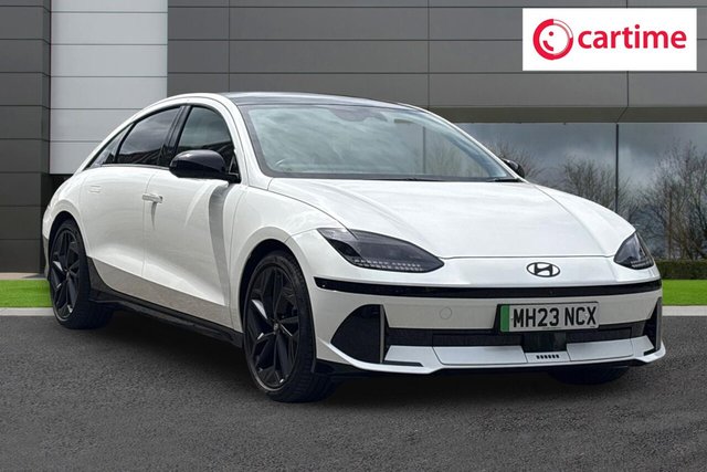 View our Hyundai Ioniq 6 77.4kWh First Edition Saloon 4dr Electric Auto AWD (325 ps) Surround View Monitor, Parking Distance Warning, Android Auto / Apple CarPlay, Black Package, Trailer Wiring Package