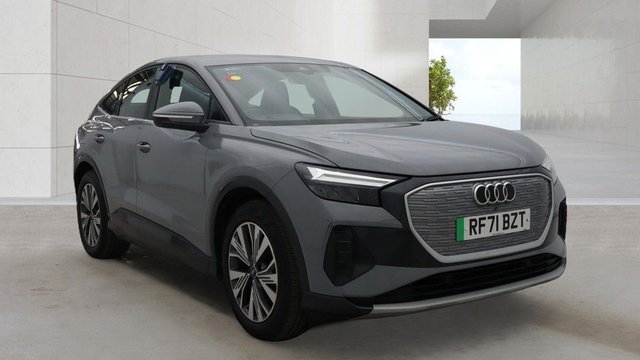View our Audi Q4 E-Tron 35 Sport Sportback 5dr Electric Auto 55kWh (170 ps)+2 CABLES+1 OWNER FROM NEW+NAV+HISTORY+PARK CONTROL+CLIMATE+ALLOYS+LED LIGHTS+COMFORT PACK AND SOUND PACK+DIGITAL COCKPIT+MEDIA+BLUETOOTH+SPORTS SEATS+CRUISE+HEATED FRONT SEATS+