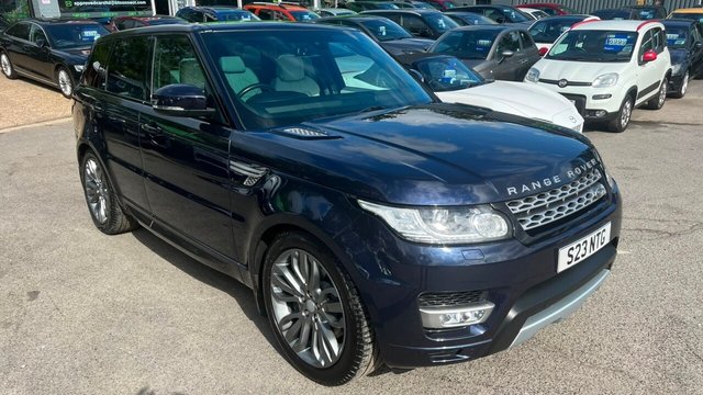 View our Land Rover Range Rover Sport 3.0 SD V6 HSE SUV 5dr Diesel Auto 4WD Euro 6 (s/s) (306 ps) in metallic blue with a great spec and a full main dealer service history..