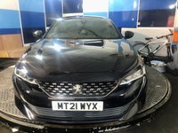 USED 2021 21 PEUGEOT 508 1.6 11.8kWh GT Fastback 5dr Petrol Plug-in Hybrid e-EAT Euro 6 (s/s) (225 ps) A truly stunning example of this very highly regarded 5 door fastback petrol hybrid automatic finished in a lovely Metallic Blue complimented with 18" alloys .This vehicle comes fully serviced with full 12 months mot and comes equipped with Panoramic glass roof and sunroof ,full black leather heated and full memory seats with  massage facility , front and rear parking sensors with reverse camera , Keyless entry and go ,adaptive cruise control and speed limiter ,dual zone digital climate control